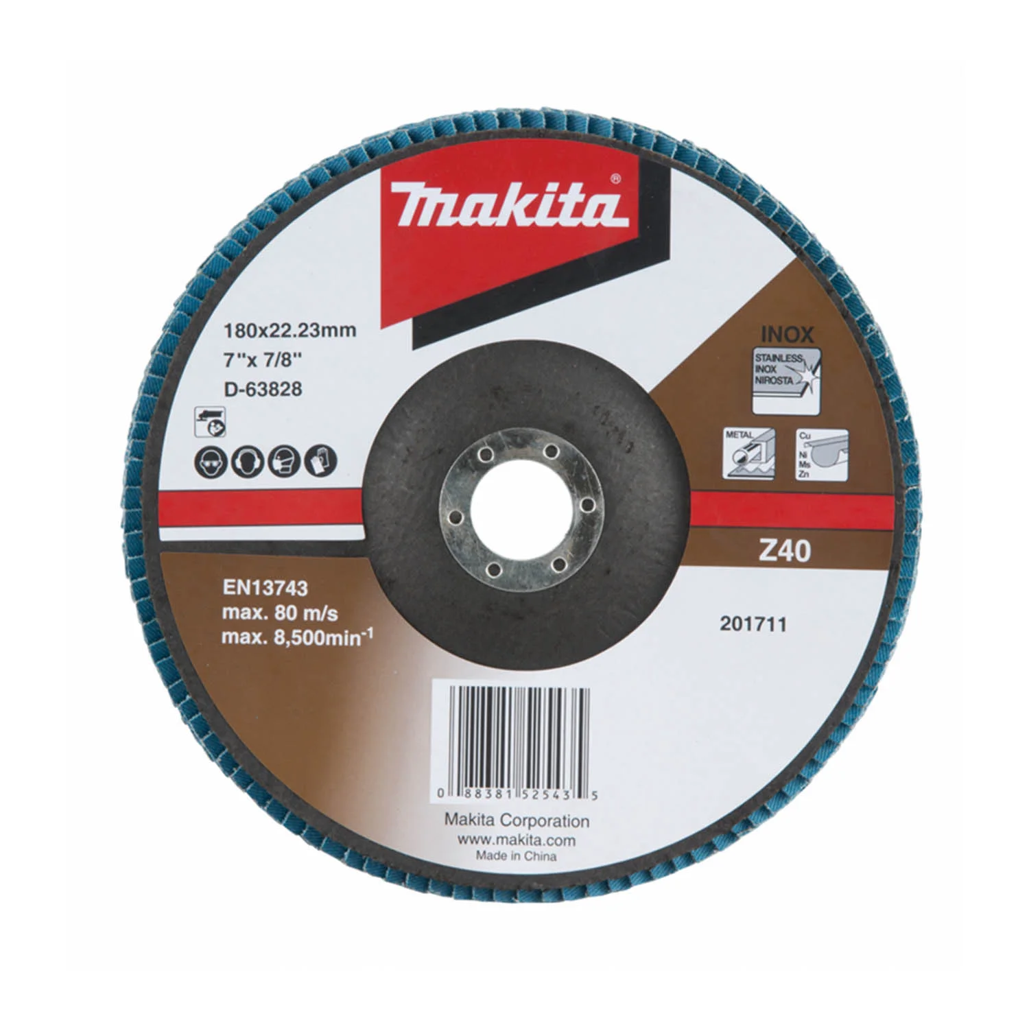 DISCO TRASLAPADO 180 X 22 Gr 40 – ZIRCON – METAL Y ACERO INOX Angulo x10